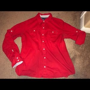 Tommy Hilfiger L Button Down Red Shirt